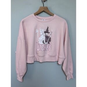 Wicked the Musical Cropped‎ Sweatshirt Women's M Pink Glinda Elphaba Primark NWT
